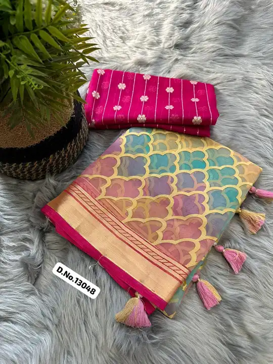 *New design ||*

*D.No.13048*

 Pure  Organza braso silk saree in Pink  color saree with braso weavi uploaded by Maa Arbuda saree on 5/19/2023