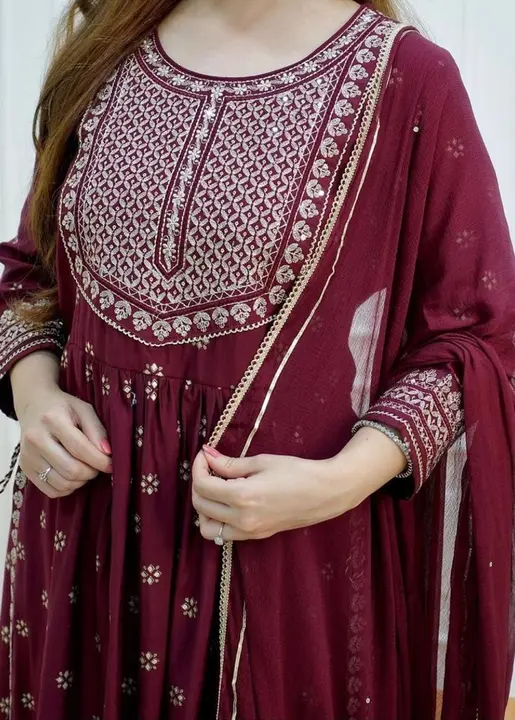 M to XXL, Bandhani suit WD heavy yoke and heavy sequins & EMB work details,pant and heavy border dup uploaded by Online Ladies Dresses on 5/19/2023