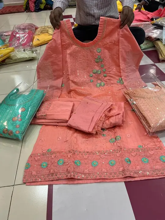 Chanderi silk kurti set uploaded by Sanjeev Textile on 5/19/2023