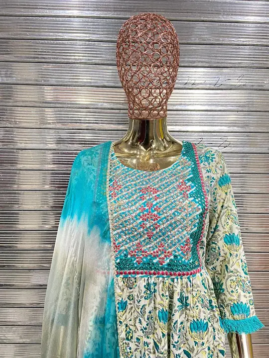M/38 TO 4XL/48, Printed With Zari Embroidery + Sequence + Foil Mirror + Worked On Yoke & Thread Lace uploaded by Online Ladies Dresses on 5/19/2023