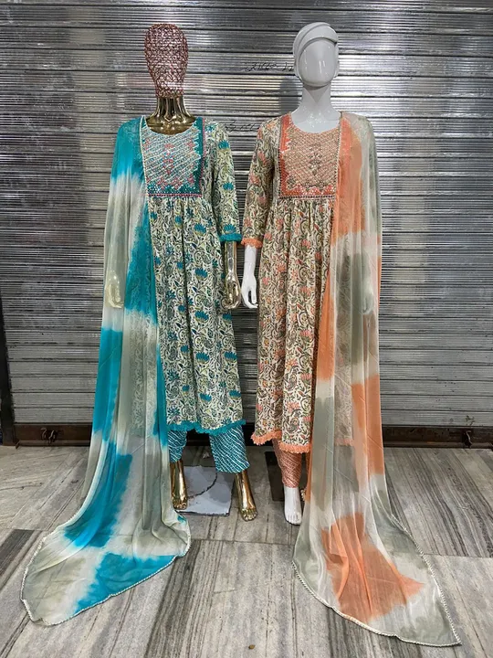 M/38 TO 4XL/48, Printed With Zari Embroidery + Sequence + Foil Mirror + Worked On Yoke & Thread Lace uploaded by Online Ladies Dresses on 5/19/2023