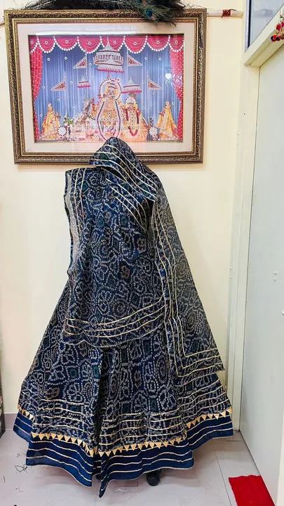 New launch kota doriya fabric  design   Beautiful   Bhandej design   lehnga with duppta inner linig  uploaded by Gotapatti manufacturer on 5/20/2023