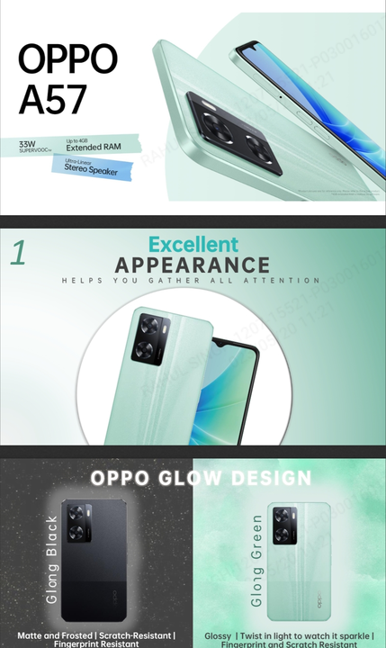 OPPO A57(4/64),5000mAh battery, 13MP rear camera and 8MP front camera ,33super vooc charger uploaded by business on 5/20/2023