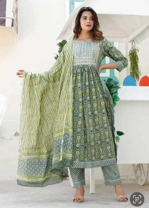 Cotton Kurta with pant and dupatta set uploaded by business on 5/20/2023