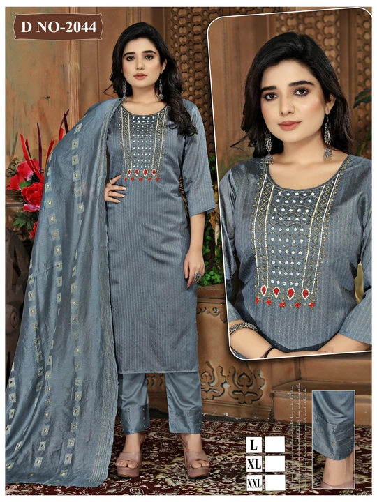 Chanderi petan with hand work 3 pcs  uploaded by Manufacturing of kurties  on 5/20/2023
