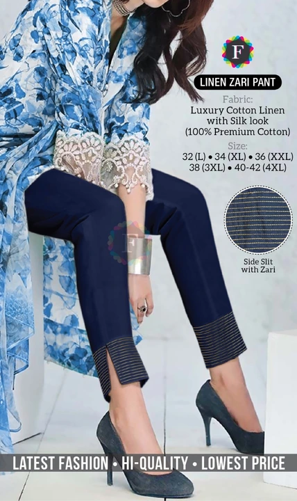 Linen zari pant uploaded by Rise earth india on 5/20/2023