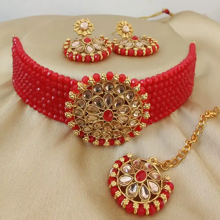 Necklace With earrings and tikka  uploaded by Sam collection on 5/20/2023