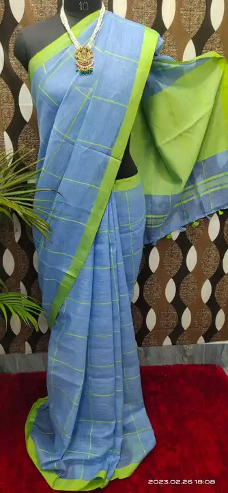 Linen saree uploaded by WeaveMe India on 5/20/2023