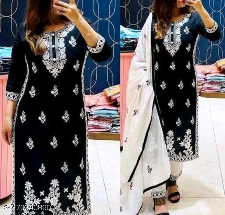Rayon kurti with dupatta in beautiful border uploaded by G V CREATION on 5/30/2024
