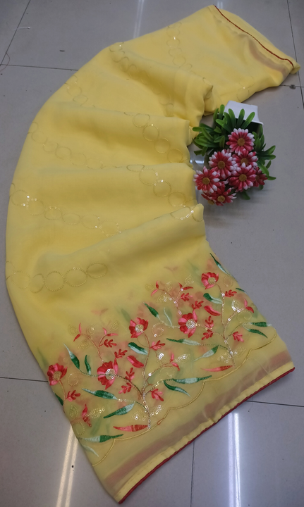 Georgette sequence work saree uploaded by business on 5/20/2023