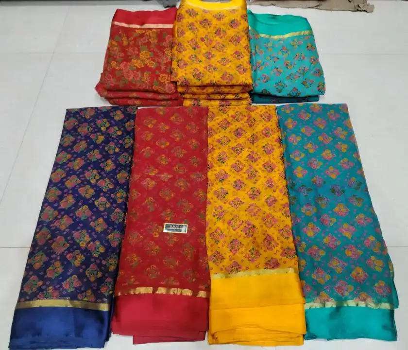 Chiffon Floral Print saree with blouse  uploaded by SHV Sh handloom on 5/20/2023