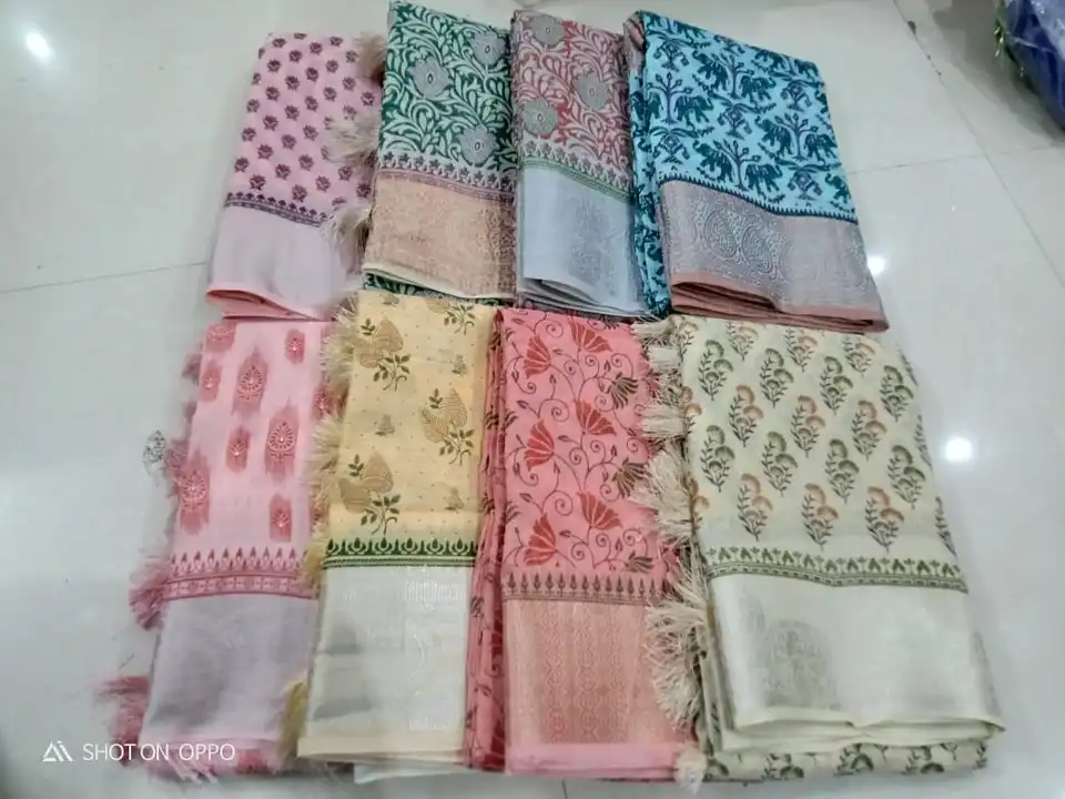 Lenin Cotton printed saree with Blouse  uploaded by SHV Sh handloom on 5/30/2024