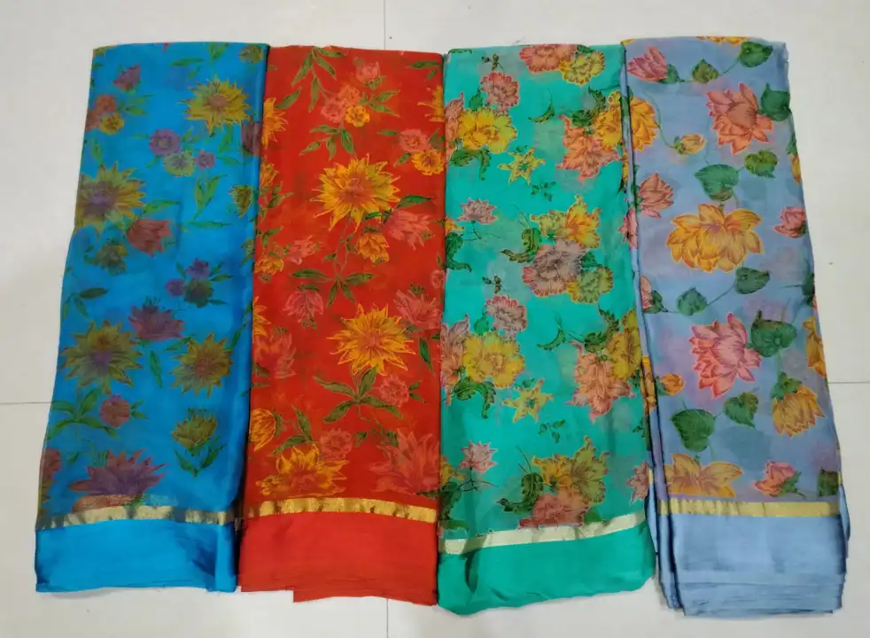 Chiffon sarees.with blouse  uploaded by business on 5/20/2023