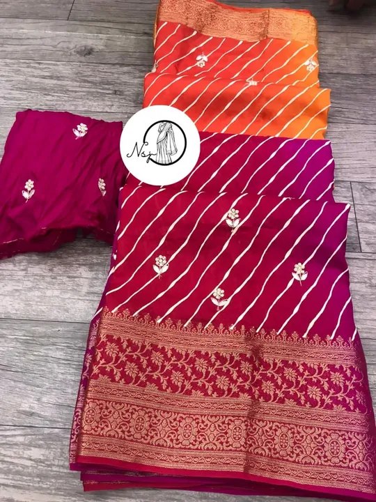 presents trending Lehriya saree


🥰🥰big sele pure rusyan silk with beautiful multy colours full za uploaded by Gotapatti manufacturer on 5/21/2023