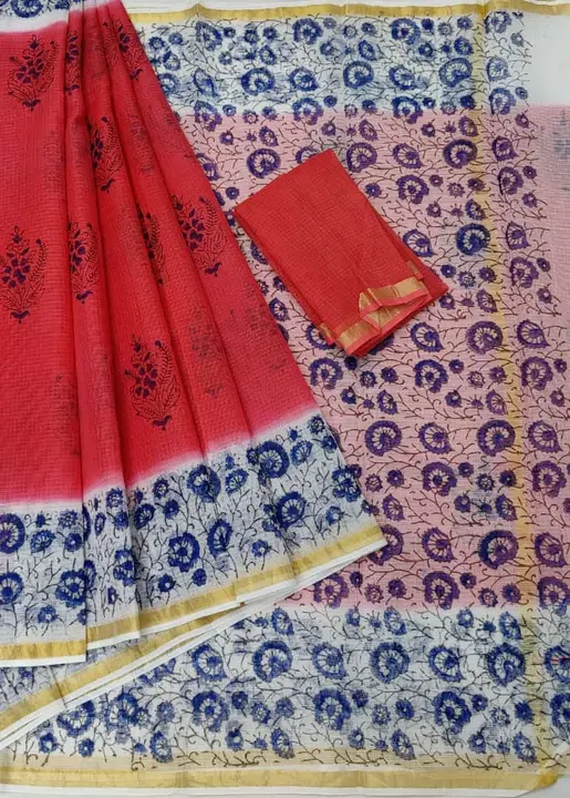 Kota doria hand block print saree  uploaded by Ansari Handloom on 5/21/2023
