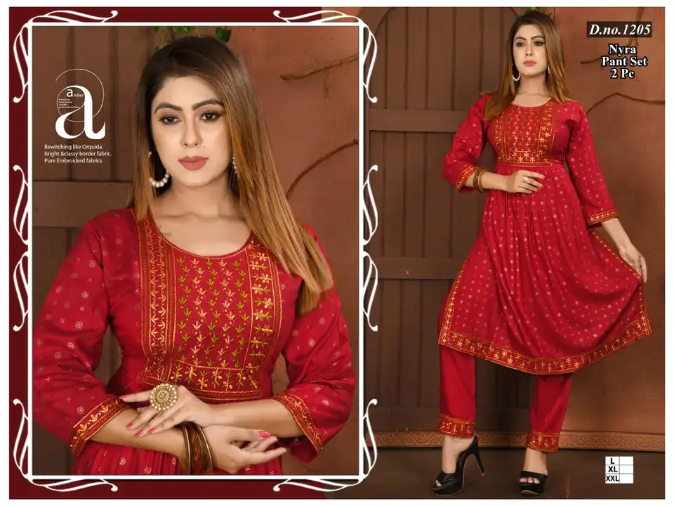 2 pcs pant set nayra kurti with pant set All readymate items availble  uploaded by Radha Creation , Maira sales for Readymade items on 5/21/2023