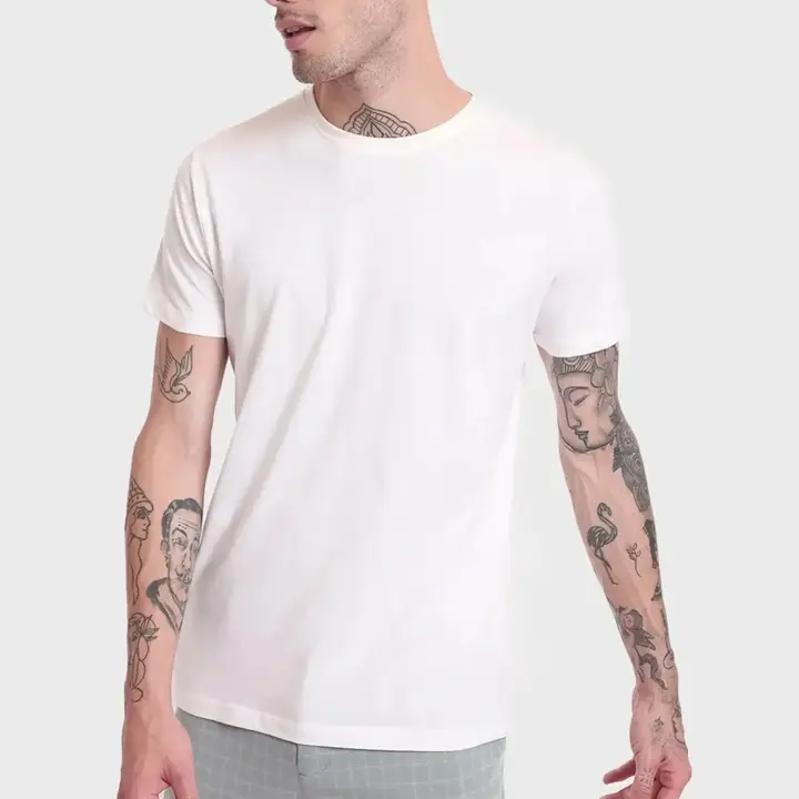 Men's White Plain Regular Fit Tee uploaded by Bey Fashion on 5/21/2023
