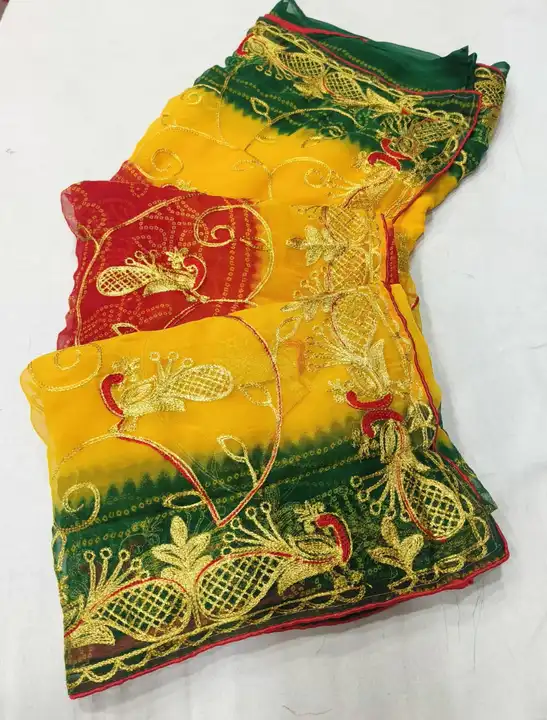 Bandhni saree maulty colors  uploaded by business on 5/21/2023