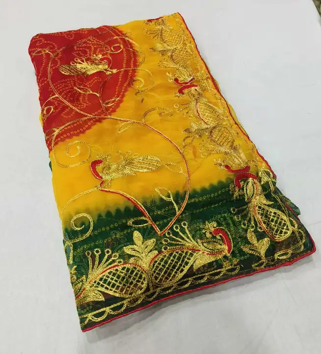 Bandhni saree maulty colors  uploaded by Trupti Creation on 5/21/2023