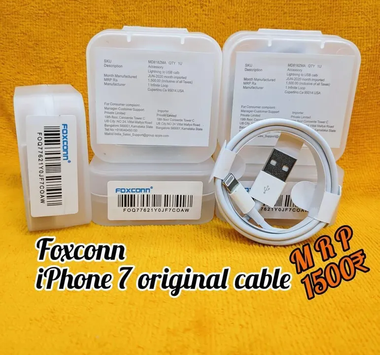 Foxconn cable comfortable for iphone 7 uploaded by B.R. ENTERPRISES  on 5/21/2023