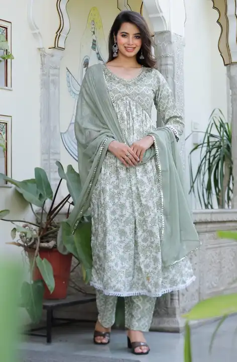 M to XXL, Aliya style anarkali three piece suit with heavy embroidery_ uploaded by Online Ladies Dresses on 5/21/2023