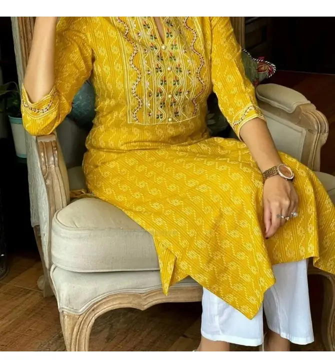 Beautiful yellow kBeautiful yellow kurti pant set  uploaded by Naksh Fashions on 5/21/2023