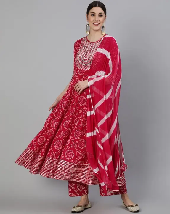 Beautiful Red BaBeautiful Red Bandhej dupatta set  uploaded by business on 5/21/2023