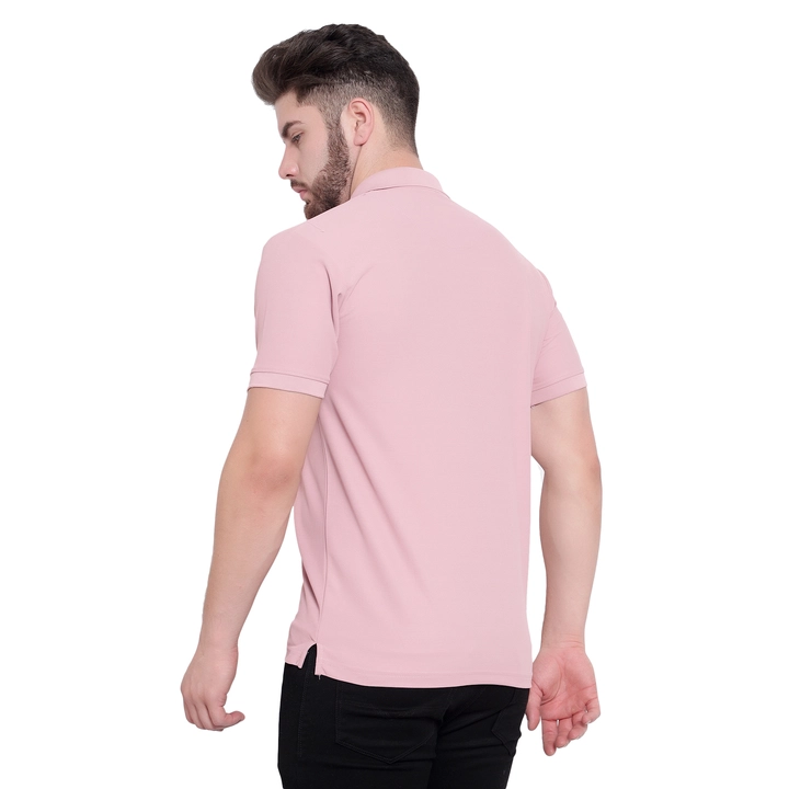 Peach color matte Lycra polo T-shirt  uploaded by SCRIPTED  on 5/21/2023