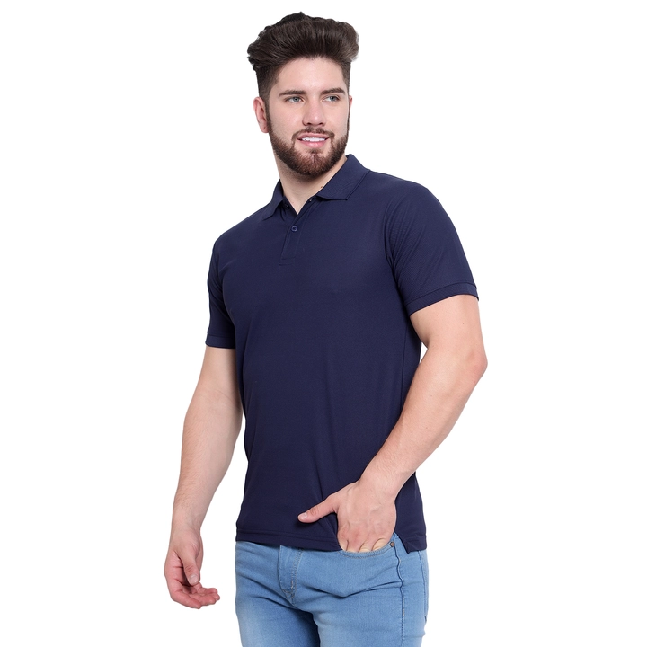 Navy color matte Lycra polo T-shirt  uploaded by SCRIPTED  on 5/21/2023