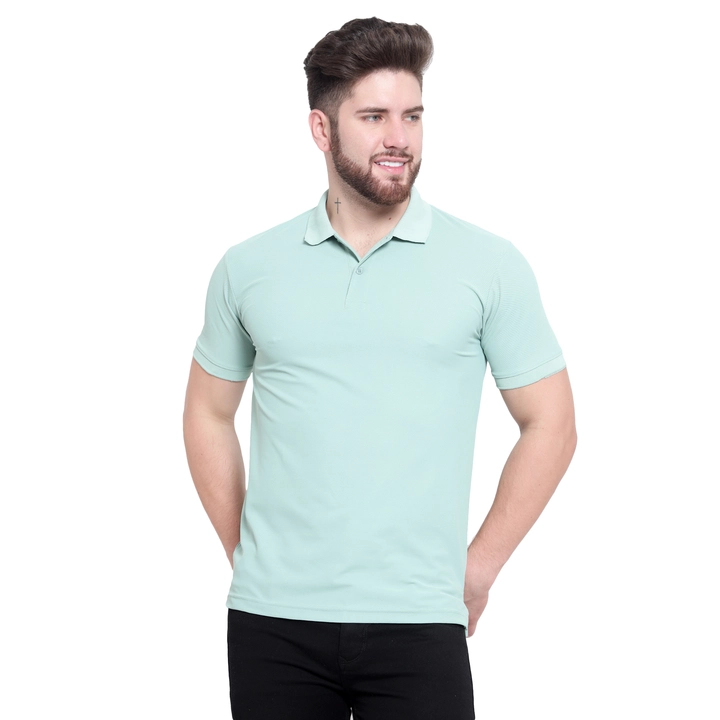 Green color matte Lycra polo T-shirt  uploaded by SCRIPTED  on 5/21/2023