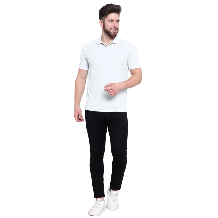 White color matte Lycra polo T-shirt  uploaded by SCRIPTED  on 5/21/2023