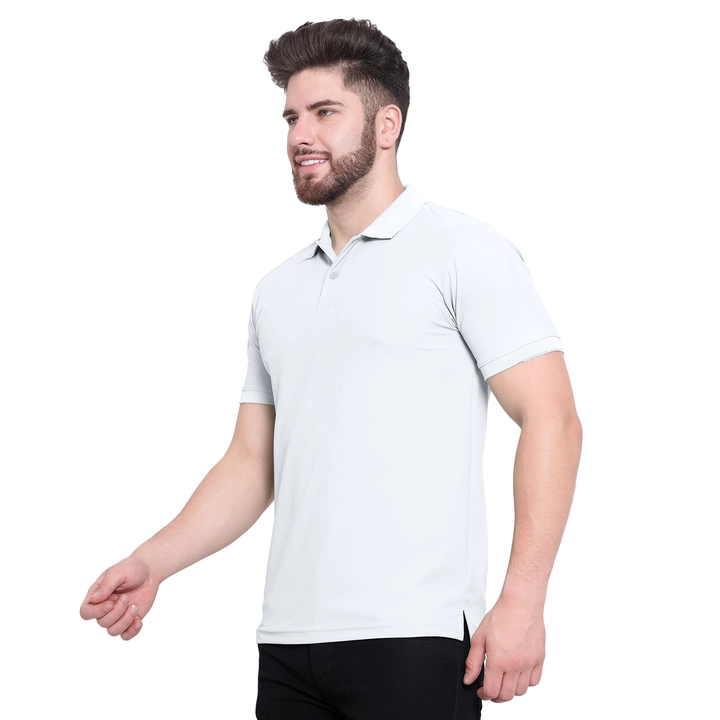 White color matte Lycra polo T-shirt  uploaded by SCRIPTED  on 5/21/2023