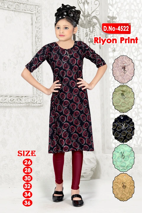 Ghera kids kurtis reyon printed uploaded by Radha Creation , Maira sales for Readymade items on 5/21/2023