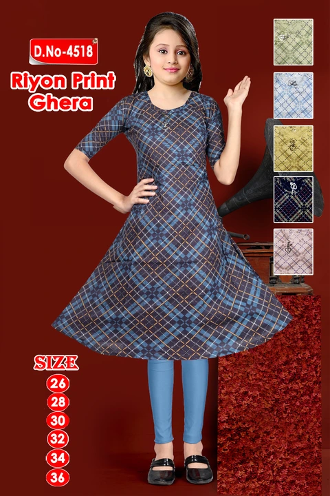 Ghera kids kurtis reyon printed uploaded by Radha Creation , Maira sales for Readymade items on 5/21/2023