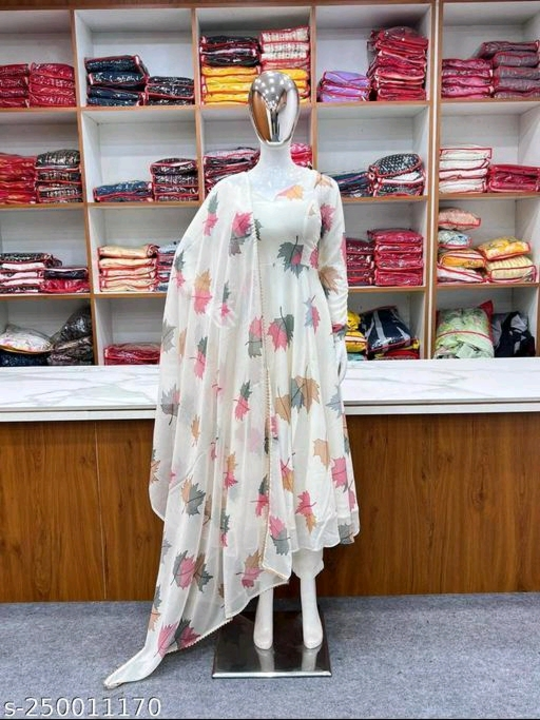 Manudis white leaf print kurti cum gown  uploaded by business on 5/21/2023