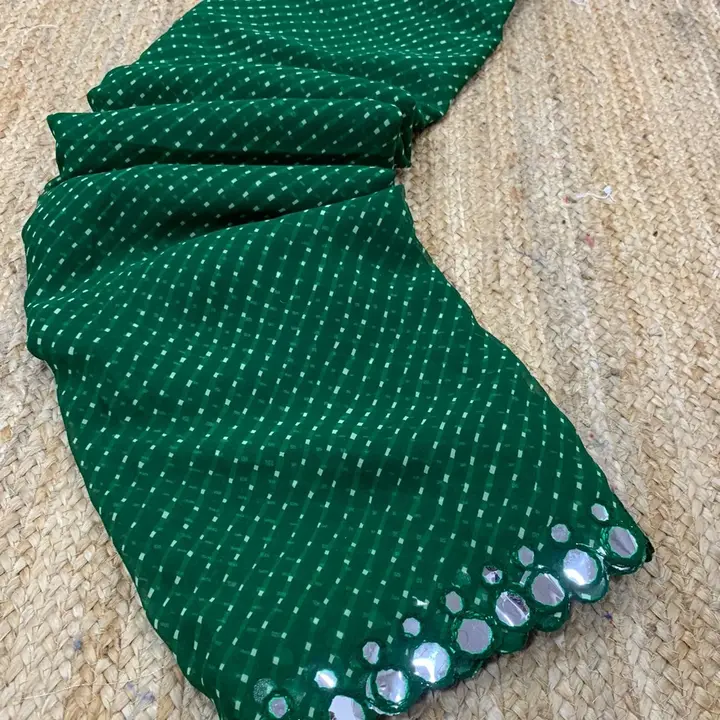 Georgette Saree with heavy paper Mirror work  uploaded by Murliwala Fashion on 5/22/2023