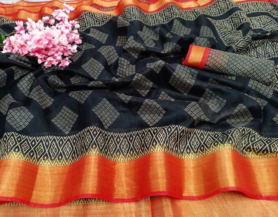 Linen Cotten printed saree uploaded by Rakesh Textiles on 3/10/2021