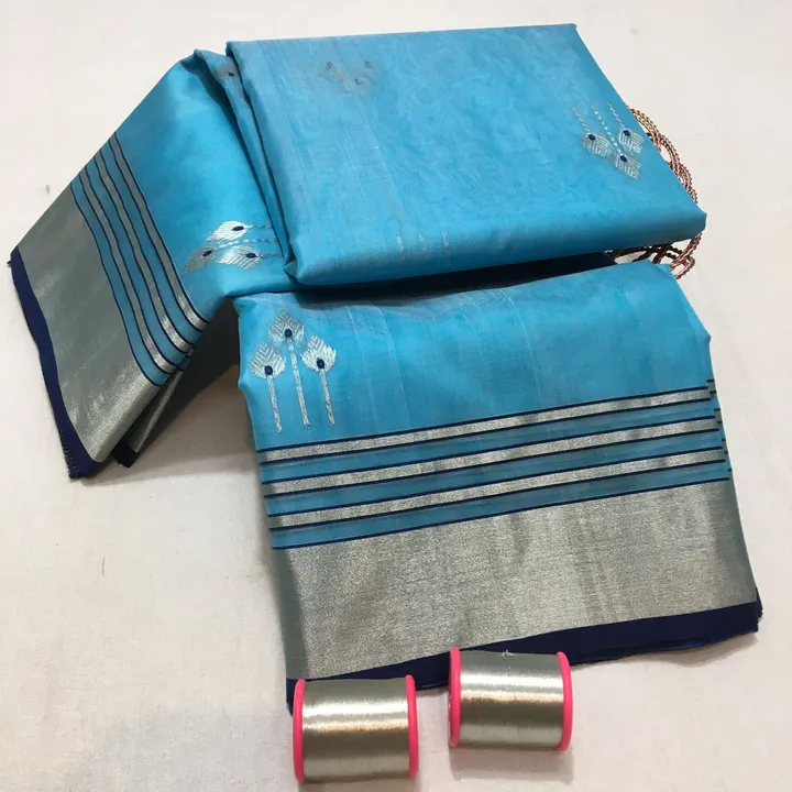 All over mina buta tishu palla katan silk saree available. uploaded by Durlabh Handloom Saree on 5/22/2023