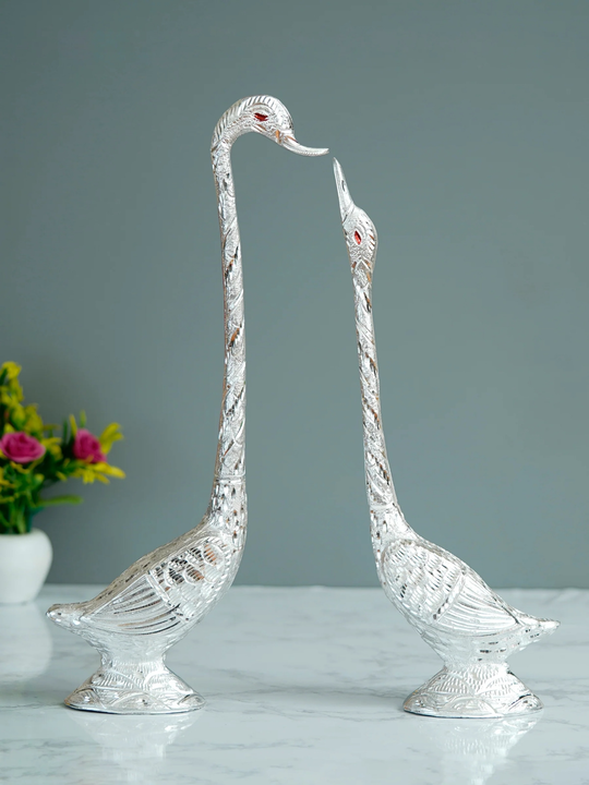 Silver Metal Kissing Swan Couple Handcrafted Decorative uploaded by Home decor on 5/22/2023