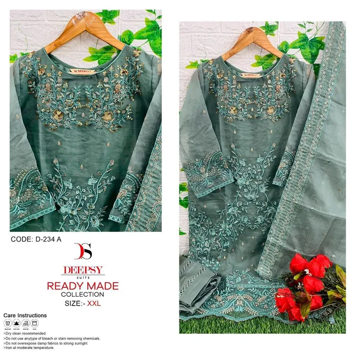 *Ready to wear collcetion by DEEPSY SUITS* 
D no.: D-234 ABCD 

Top -Pure organza with embroidery &  uploaded by A2z collection on 5/22/2023
