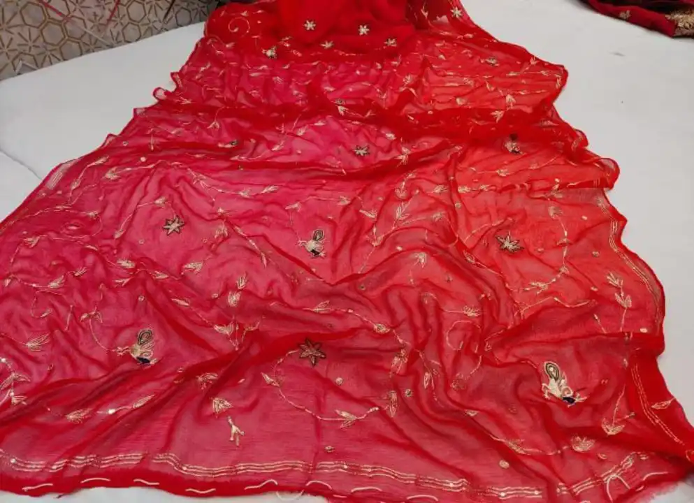 Pure chiffon Fabric hand work saree uploaded by Deepika Designer Saree on 5/22/2023
