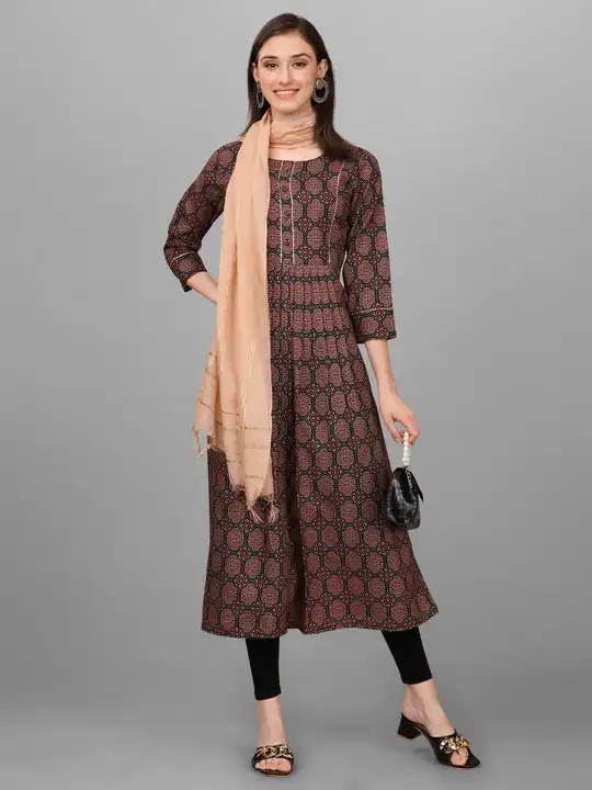EXCLUSIVE TWO PIECE OUTFIT- KURTI WITH DUPATTA uploaded by Bandhani handcrafted on 5/22/2023