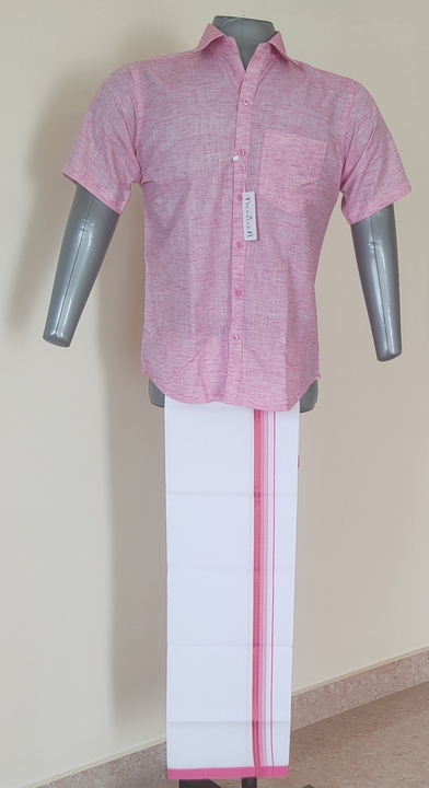 MENS COTTON SLUB LINEN FEEL SHIRT AND DHOTHI  uploaded by Impeller Fabrics on 5/22/2023