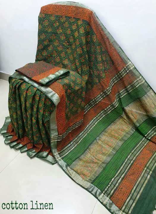 Linen sarees uploaded by SHREYA HANDICRAFTS on 3/11/2021