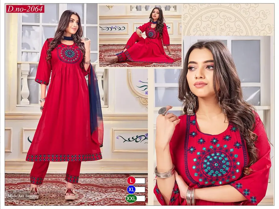 New concepts 3vpcs dupatta sets nayra cut kurti with pant  uploaded by Radha Creation , Maira sales for Readymade items on 5/22/2023