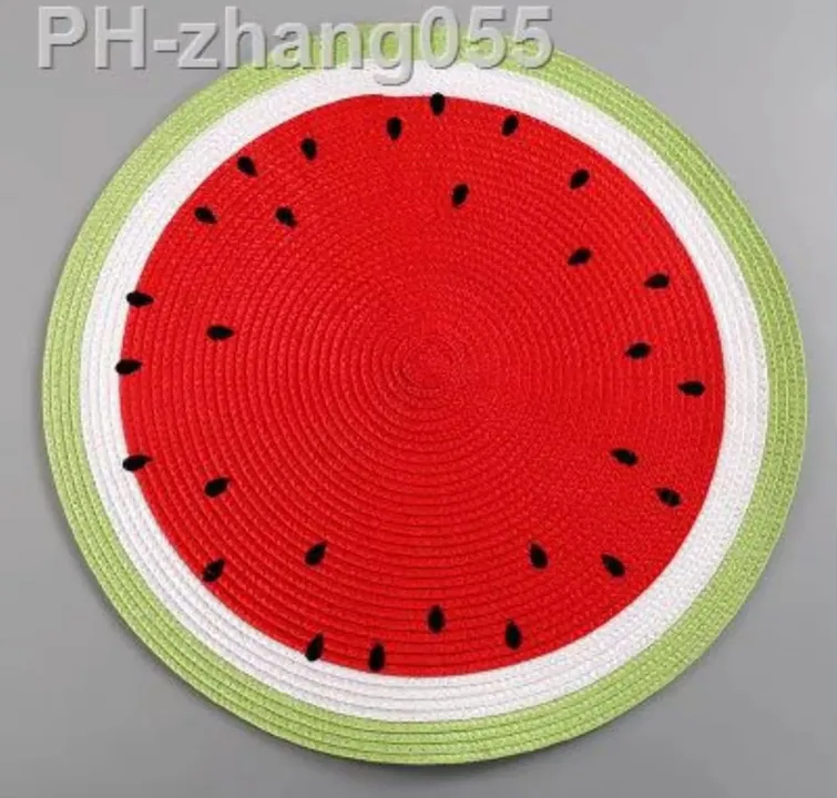 *Watermelon Lemon Woven Round Placemat / Dining Table Plate Accessory* uploaded by LOVE KUSH ENTERPRISES on 5/22/2023