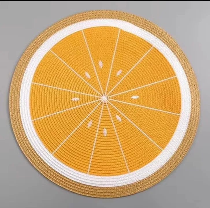 *Watermelon Lemon Woven Round Placemat / Dining Table Plate Accessory* uploaded by LOVE KUSH ENTERPRISES on 5/22/2023