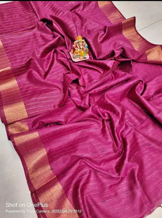 Semi tussar sequence work saree  uploaded by SHADAB TEXTILE on 5/22/2023