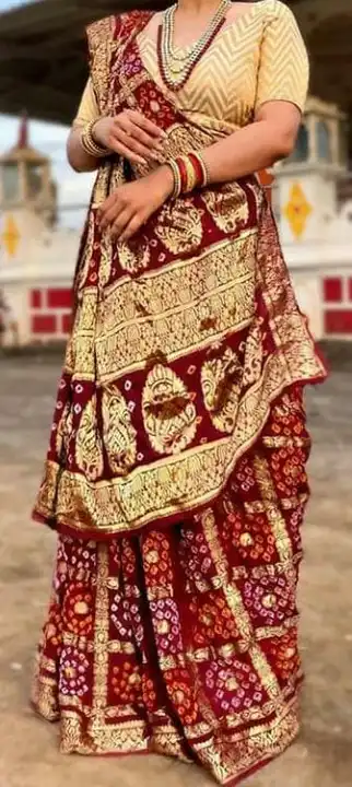 🥰😍🥰😍 *Price Down*🥰😍😍🥰

*Bandhej ghadchola banarsi *DOUBLE COIN* *silk sarees with full heavy uploaded by Gotapatti manufacturer on 5/23/2023