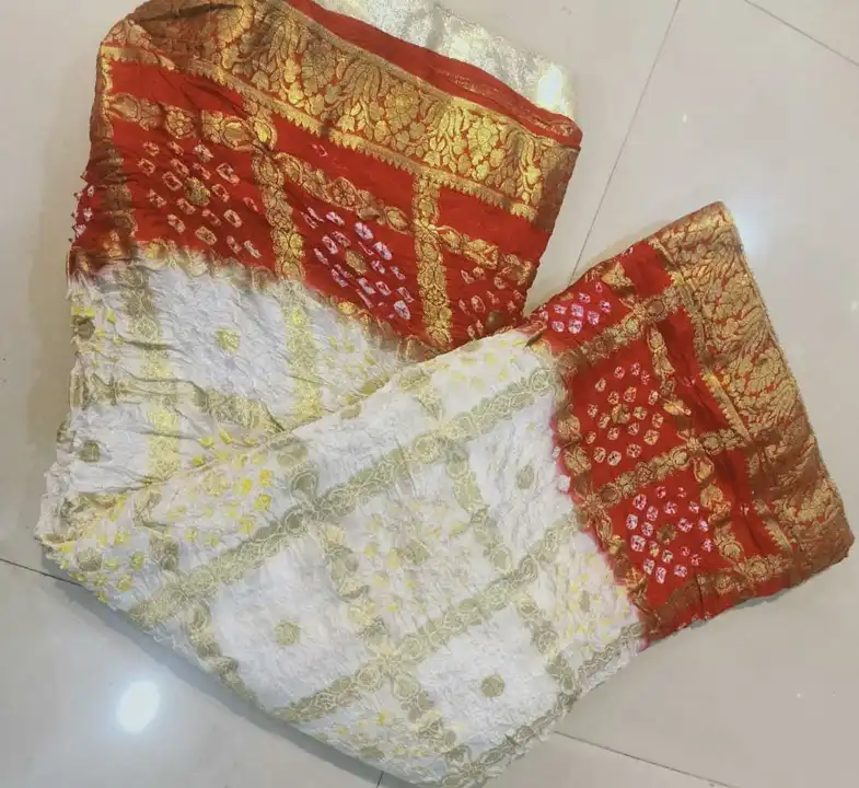 🥰😍🥰😍 *Price Down*🥰😍😍🥰

*Bandhej ghadchola banarsi *DOUBLE COIN* *silk sarees with full heavy uploaded by Gotapatti manufacturer on 5/23/2023